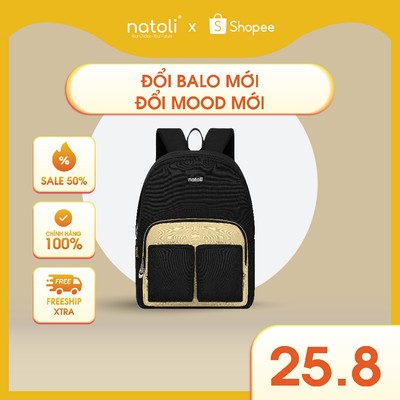 Balo thời trang nam nữ hàn quốc Thương hiệu NATOLI vải canvas nhiều ngăn kháng nước - Old School Backpack B5