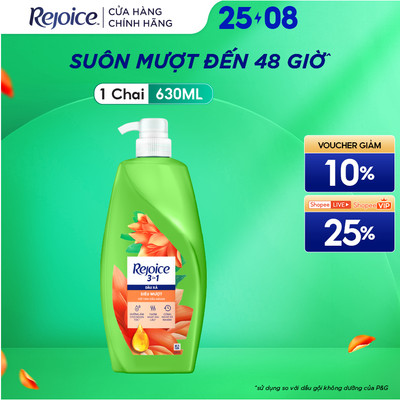 Dầu Xả Tóc REJOICE 3-Trong-1 Với Dưỡng Chất Từ Tinh Dầu Argan Siêu Mềm Mượt - Chai 630ML