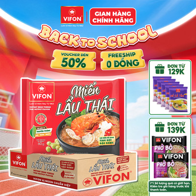 [HỎA TỐC + VOUCHER 10%] Thùng 24 Gói Miến VIFON 58g-60g (Vị Lẩu Thái/ Măng Vịt/ Sườn Heo) Sợi Dai
