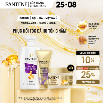 Combo 3 Dầu Gội, Dầu Xả Và Mặt Nạ Ủ Tóc PANTENE Miracles Phục Hồi Liên Kết Tóc 650ML/900ML+300ML/180ML