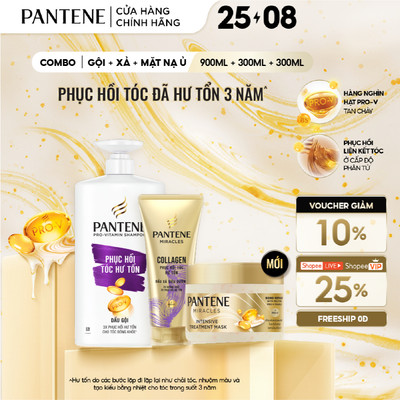 Combo 3 Dầu Gội, Dầu Xả Và Mặt Nạ Ủ Tóc PANTENE PANTENE Miracles Phục Hồi Liên Kết Tóc 900ML+300ML+300ML