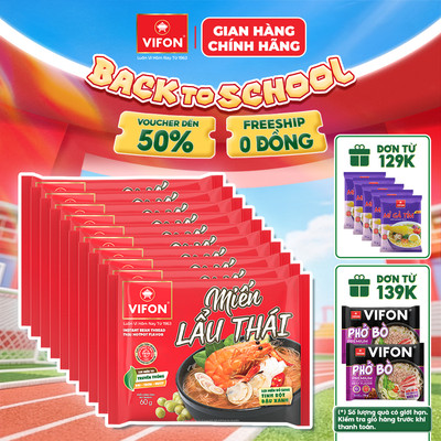 [VOUCHER HOT 10%] Combo 10 Gói Miến Măng Vịt/Miến Sườn Heo/Miến Lẩu Thái - Hương Vị Đậm Đà, 58g/Gói