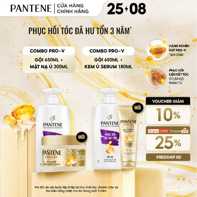 Combo 2 Dầu Gội Và Kem Ủ Tóc Serum PANTENE Miracles Phục Hồi Liên Kết Tóc 650ML+300ML/180ML