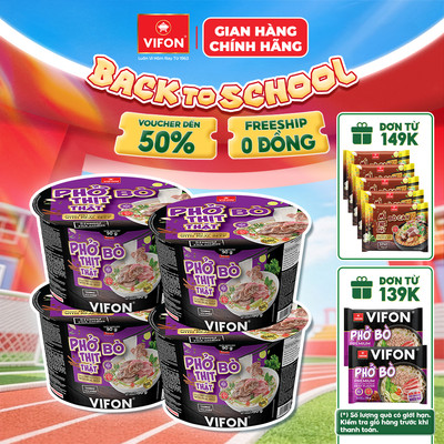 [VOUCHER HOT 10%] Set 4 Tô Phở Bò/ Phở Gà Thịt Thật 90gr, Có Gói Thịt Thật, Tiện Lợi, Đủ Dinh Dưỡng