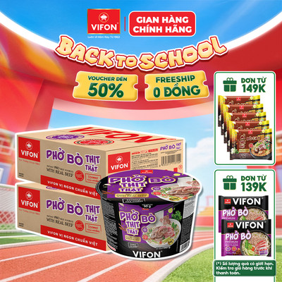 [COMBO SỐC] Combo 2 Thùng 24 Tô Phở Bò/ Phở Gà Thịt Thật VIFON 90gr Tiện Lợi và Đủ Dinh Dưỡng