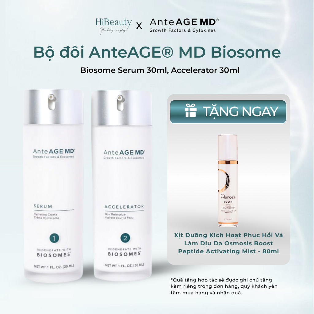 [Date 12/2027] Bộ Đôi Sản Phẩm AnteAGE® MD Biosome System, MD Serum 30ml & MD Accelerator trẻ hóa da