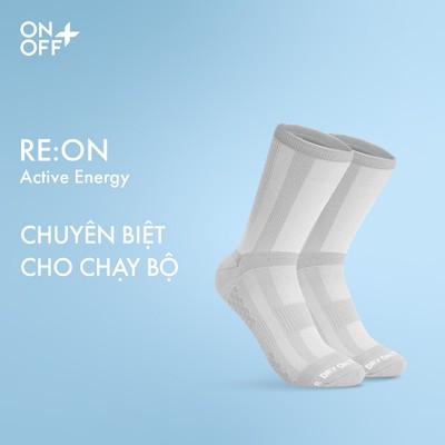 RE:ON | Tất thể thao running cổ trung cấu trúc dệt lưới thoáng khí, kháng khuẩn, khử mùi ONOFF - 15AQ26A551