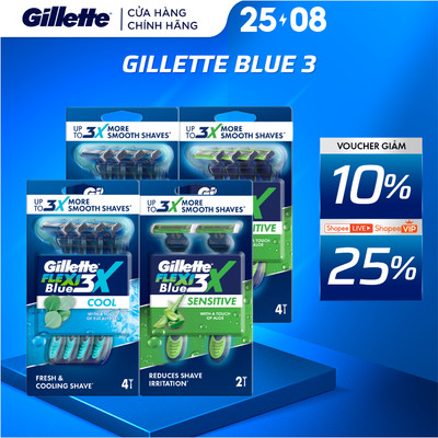 Dao Cạo Râu GILLETTE Blue 3 Sensitive / Ice Mát Lạnh - Hộp 2 Cái/ 4 Cái