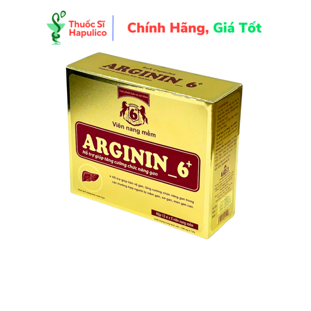 Viên Nang ARGININ 6+ Hỗ Trợ Bảo Vệ Gan, Tăng Cường Chức Năng Gan - Hộp 60 viên