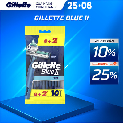 Dao Cạo Râu Gillette Blue II Plus - Gói 8+2 Cái
