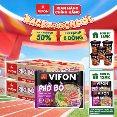 [COMBO SỐC] Combo 2 Thùng 48 Gói Phở Bò VIFON Có Gói Nước Cốt Bò - Cung Cấp Dinh Dưỡng, 75g/Gói Dai ngon đậm vị