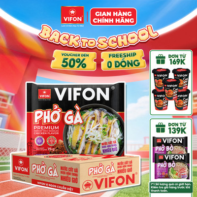 [VOUCHER HOT 10%] Thùng 24 Gói Phở Gà VIFON 75g Có Gói Nước Cốt Gà Chính Hiệu Sợi Dai Mềm