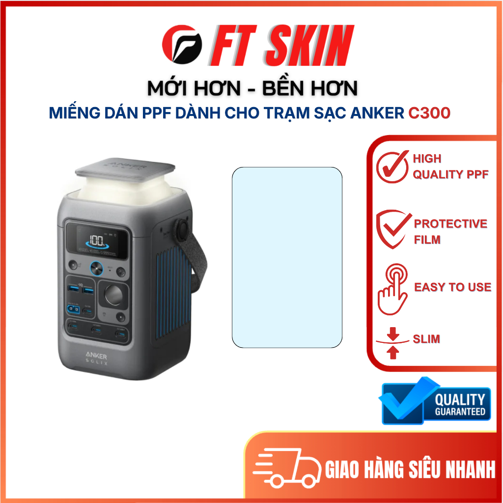 Miếng dán PPF film dành cho trạm sạc Anker Solix C300 288Wh 300W bền bỉ chống trầy xước - FT Skin