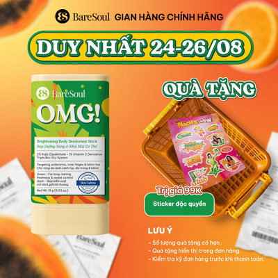 Sáp nhung dưỡng sáng & khử mùi BareSoul OMG Xanh 15g – Dành cho người đổ mồ hôi nhiều - Giúp làm sáng vùng nách
