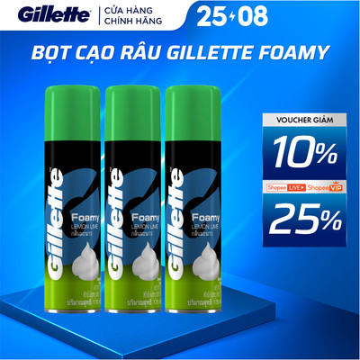 [LS] Combo 3 Bọt cạo râu Gillette Foamy Hương Chanh / Hương Bạc Hà - Chai 175g