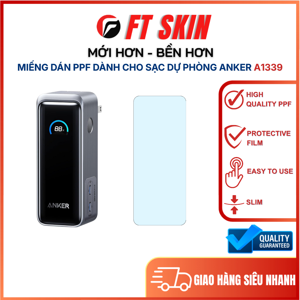 Miếng dán PPF film dành cho sạc dự phòng Anker A1339 chất lượng cao chống trầy xước