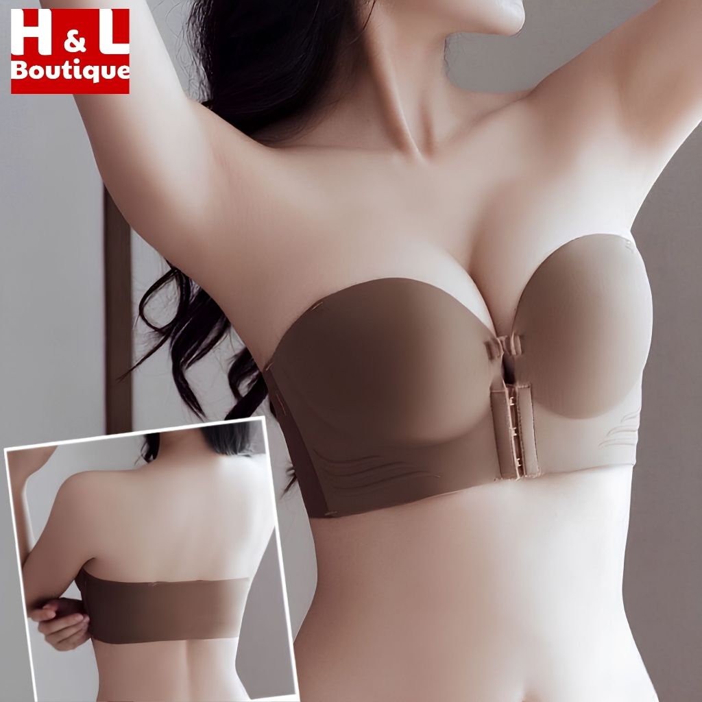 Áo Lót, Áo Ngực Bra Nữ HL BOUTIQUE Chất Su, Áo Không Dây Cài Trước Nâng Ngực Tạo Khe Mút Dày A806