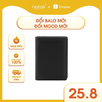Ví da nam nữ dáng đứng NATOLI gập đôi đựng thẻ cao cấp BST Simple Vertical Wallet V3