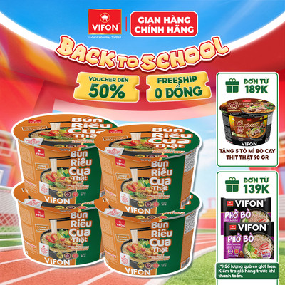 [VOUCHER HOT 10%] Set 4 Tô Bún Riêu Cua VIFON 85gr – Bún Riêu Ăn Liền Riêu Cua Thật Đậm Đà, Tiện Dụng