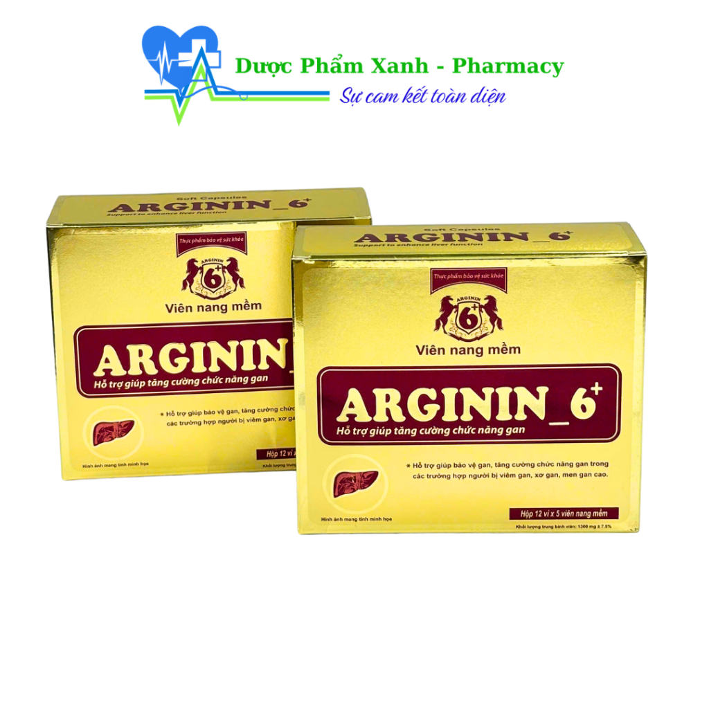 Viên Nang Mềm ARGININ 6+ Hỗ Trợ Tăng Cường Chức Năng Gan, Bảo Vệ Gan _ Hộp 60 viên