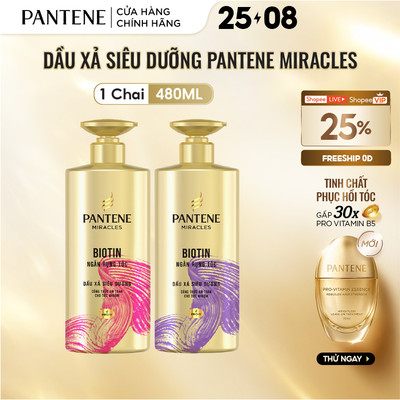 [LS] Dầu Xả Siêu Dưỡng PANTENE Miracles Ngăn Rụng Tóc Biotin/ Phục Hồi Hư Tổn Collagen - Chai 480ML
