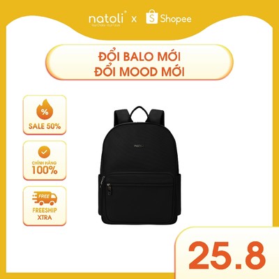 Balo da nam nữ NATOLI, chống nước nhiều ngăn, thời trang cao cấp BST Unisex Leather School Backpack B27