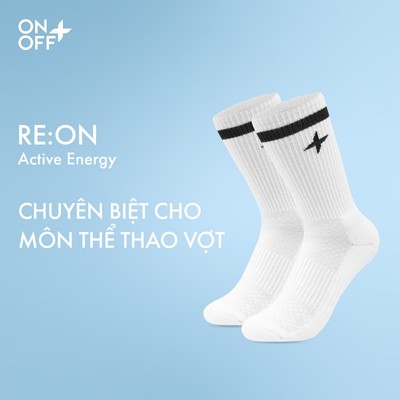 RE:ON | Tất thể thao racket unisex cổ cao kẻ ngang dành cho các môn vợt pickelball, cầu lông, tennis..ONOFF 15AR26A581