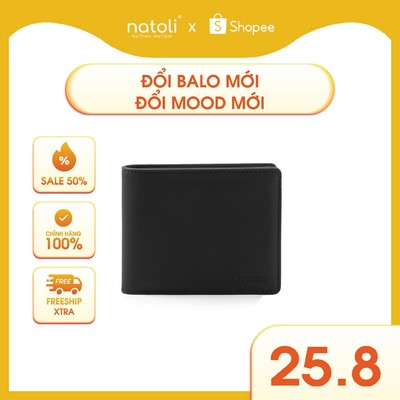 Ví da nam nữ dáng ngang NATOLI gập đôi đựng thẻ cầm tay cao cấp BST Simple Horizontal Wallet V4
