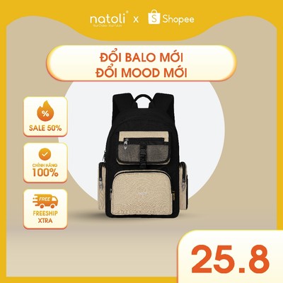 Balo nam nữ đi học chống nước NATOLI chất vải canvas thời trang chống sốc dày dặn ICON BACKPACK B13