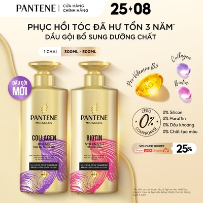 [LS] Dầu Gội PANTENE MIRACLES 0% Silicon & Bổ Sung Dưỡng Chất Cho Tóc Chắc Khỏe/ Phục Hồi Hư Tổn - Chai 300ML/500ML
