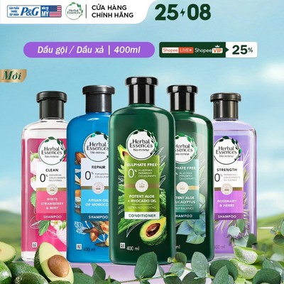 Dầu Gội Xả Thiên Nhiên HERBAL ESSENCES Tinh Chất Thực Vật Thật Chắc Khỏe/ Phục Hồi Hư Tổn/ Sạch Sâu Chai 400ML