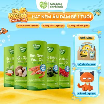 Bột nêm ăn dặm cho bé Mămmy gia vị bột nêm ăn dặm rau củ không muối an toàn cho bé từ 1 tuổi, hũ 85g