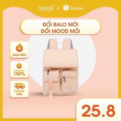 Balo đựng laptop nữ đi học thương hiệu NATOLI, cặp đi học chống sốc chống nước tốt Global Backpack B8