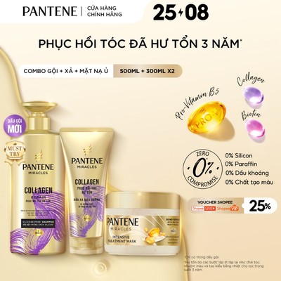 [LS] Combo 3 Gội 0% Silicone & Xả Siêu Dưỡng & Kem/ Ủ Tóc Serum PANTENE MIRACLES 300ML-500ML