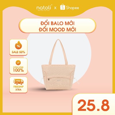 Túi tote vải canvas nữ NATOLI nhiều ngăn có khóa kéo chống nước cao cấp - BST Side Cinch Bag T20
