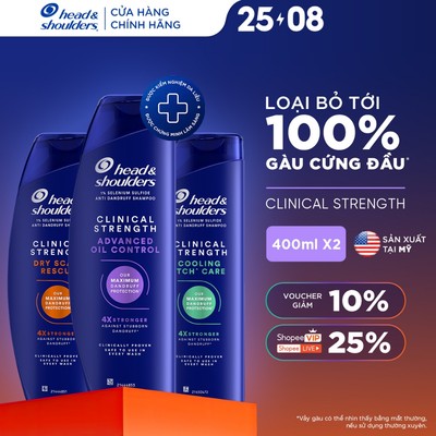 [MỚI] Combo 2 Dầu Gội HEAD & SHOULDERS Clinical Strength 4X Sức Mạnh Dành Cho Da Đầu Có Gàu Dai Dẳng 400ML