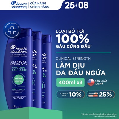 [MỚI] Combo 3 Dầu Gội HEAD & SHOULDERS Clinical Strength 4X Sức Mạnh Dành Cho Da Đầu Ngứa Chai 400ml