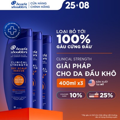 [MỚI] Combo 3 Dầu Gội HEAD & SHOULDERS Clinical Strength 4X Sức Mạnh Dành Cho Da Đầu Khô Chai 400ml