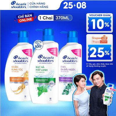 Dầu Gội HEAD & SHOULDERS Hương Bạc Hà/ Da Đầu Ngứa/ Ngăn Rụng Tóc Chai 370ml