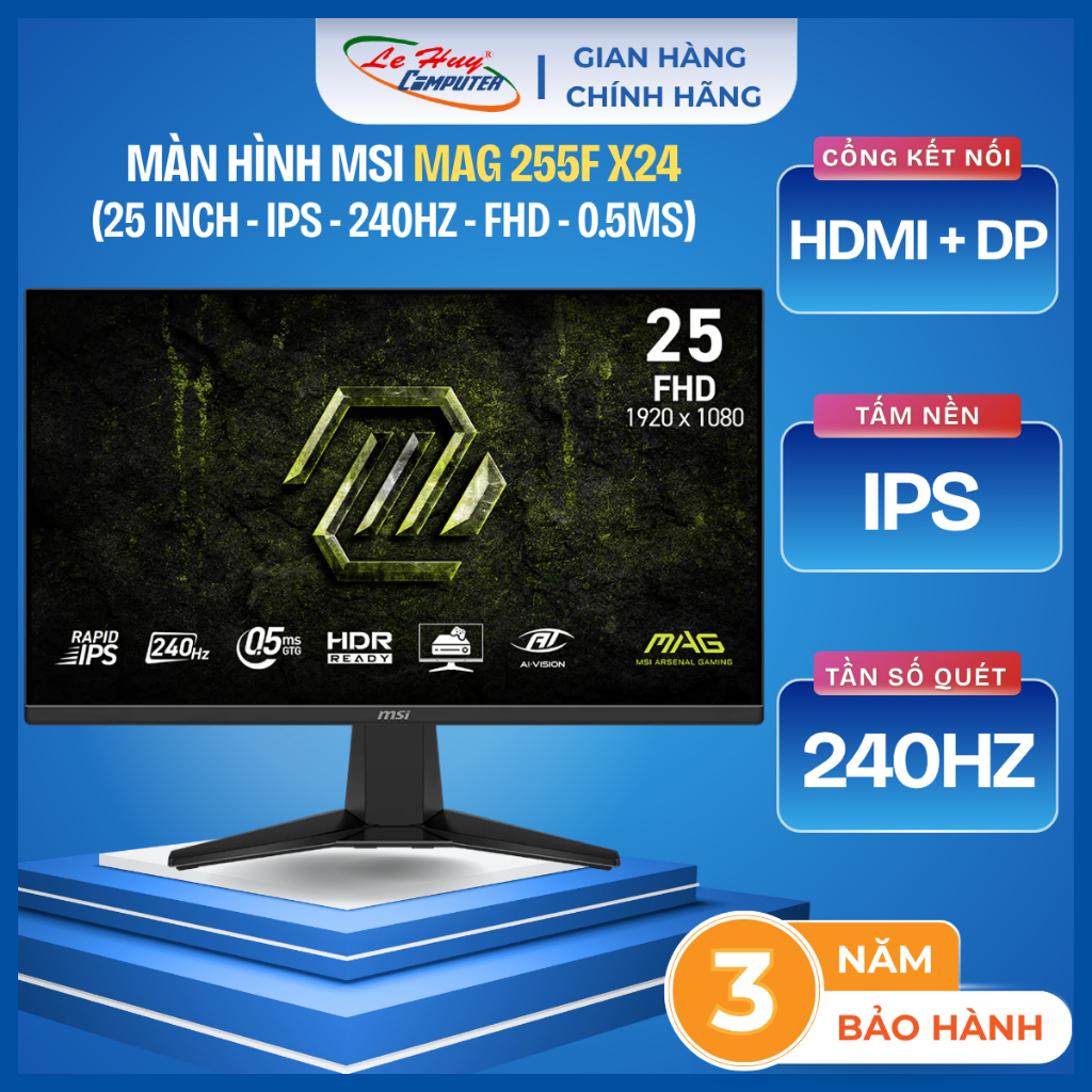 Màn Hình LCD MSI MAG 255F X24 (24.5 Inch/ IPS/ FHD/ 240Hz/ HDMI/ DP) - Hàng Chính Hãng