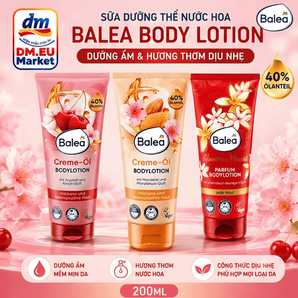 Balea Body Lotion Sữa Dưỡng Thể Balea Hương Nước Hoa Dưỡng Ẩm Da 200ml