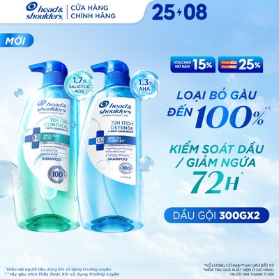[MỚI] Combo 2 Dầu Gội HEAD & SHOULDERS 72 GIỜ Kiềm Dầu/ Giảm Ngứa Da Đầu Và Làm Sạch Gàu Vượt Trội - Chai 300g
