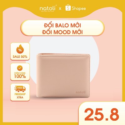 Ví gập nữ dáng ngang NATOLI gập đôi đựng thẻ cầm tay cao cấp BST Simple Horizontal Wallet V4