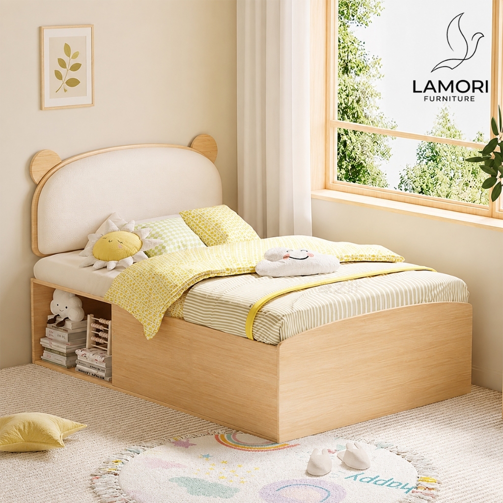 Giường ngủ tai gấu cho bé gỗ công nghiệp LAMORI-007 1M/1M2/1M4