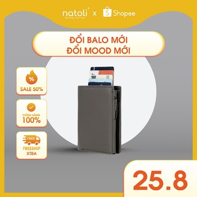 Ví nam thông minh gập đôi Thương hiệu Natoli dáng đứng đựng thẻ cao cấp BST Ryder Wallet V9