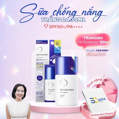 TRANSINO UV PROTECTOR 30ml - Kem Chống Nắng Vật Lý Phổ Rộng, Hỗ Trợ Trắng Sáng Da