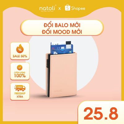 Ví nữ mini đựng thẻ gập 3 thông minh thương hiệu Natoli ngăn đẩy thẻ nhỏ gọn cao cấp - Futuristic Mini Wallet V8