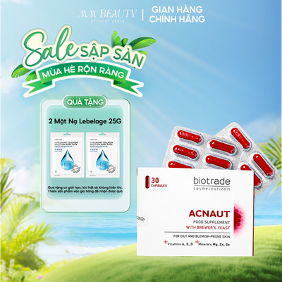 Viên Uống BIOTRADE ACNAUT 30 Viên – Hỗ Trợ Da Dầu, Da Dễ Nổi Mụn – Bổ Sung Men Bia, Vitamin A E D, Kẽm