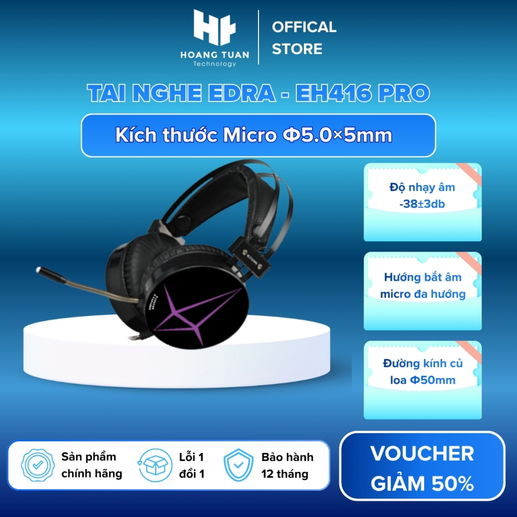Tai nghe EDRA EH416 Pro chính hãng kích thước Micro Φ5.0×5mm trở kháng mic 2.2KΩ, công suất đầu vào 