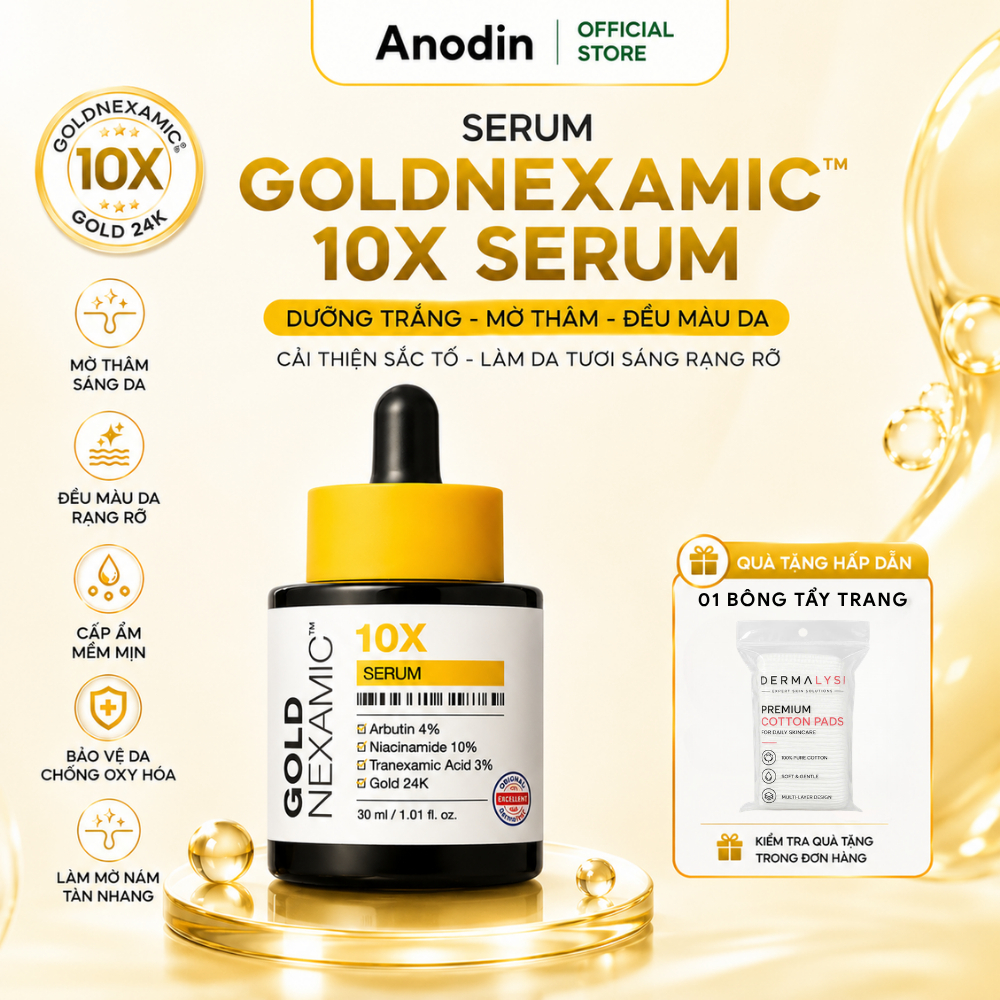 Serum dưỡng sáng, mờ thâm nám đa tầng Goldnexamic 10X Anodin 30ml - Skin Studio